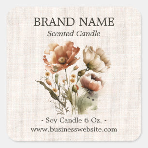 Rustikale florale Boho-Produktfarbe Quadratischer Aufkleber