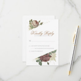 Rustikale florale Burgund Marsala Blush Rose Moder RSVP Karte