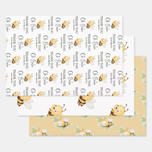 Rustikale Florale Daisy Oh Babee Honigbiene Baby S Geschenkpapier Set
