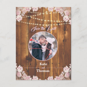 Rustikale, florale, helle Holzkiste Save the Date  Ankündigungspostkarte