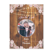Rustikale, florale, helle Holzkiste Save the Date 