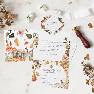 Rustikale Florale Herbst-Scheunen-Hochzeit Herbs All In One Einladung