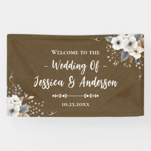 Rustikale Florale Hochzeits-Faux-Kraftpapier-Textu Banner