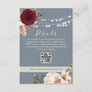 Rustikale Florale Hochzeitsdetails QR-Beilage Begleitkarte