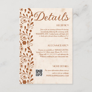 Rustikale Florale Hochzeitsdetails QR-Code Begleitkarte