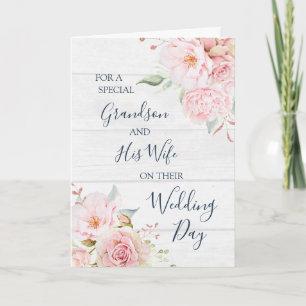 Rustikale Florale Hochzeitstag-Karte für Enkel und Dankeskarte