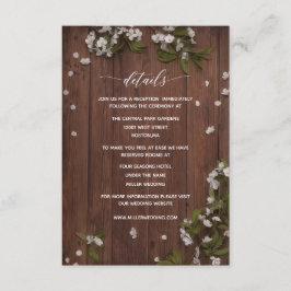 Rustikale florale Holz-Hochzeitsdetailskarte Begleitkarte
