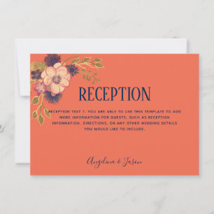 Rustikale Florale Korallen- und Navy-Hochzeitsempf