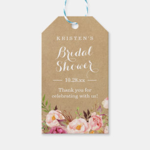 Rustikale Florale Kraft Dankeschön für Brautpart Geschenkanhänger