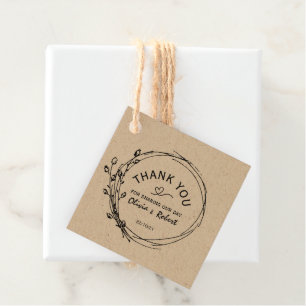 Rustikale florale Kraft Papier Hochzeit Vielen Dan Geschenkanhänger