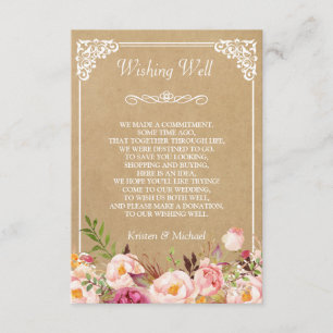 Rustikale florale Kraft zum Hochzeitswünschen Begleitkarte