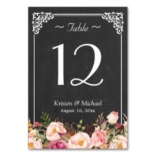 Rustikale Florale Kreidetafel-Hochzeitstisch-Numme Tischnummer