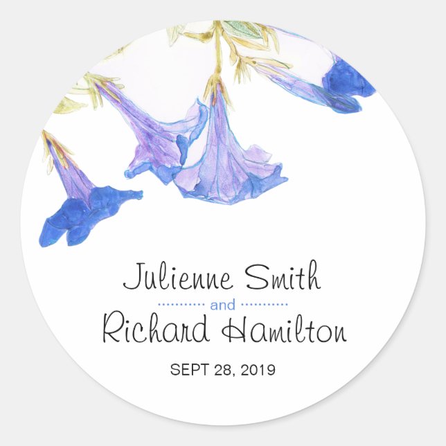 Rustikale florale Moderne Botanische Hochzeitstick Runder Aufkleber (Vorderseite)