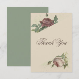 Rustikale florale Moderne Burgund Marsala GoldWedd Dankeskarte