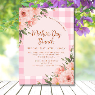 Rustikale Florale Pinke Kupfer-Muttertags-Brunch Einladung