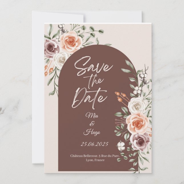 Rustikale, florale Save the Date-Karte Einladung (Vorderseite)