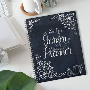 Rustikale Florale Schwarze Kreidetafel Garten Planer