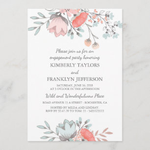 Rustikale florale Vintage Engagement-Partei Einladung