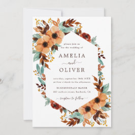 Rustikale, florale Wasserfarbe Weiß und Minze Hoch Einladung