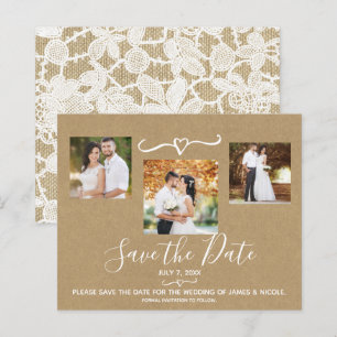 Rustikale Florale Weiße Spitze Kraft Foto Hochzeit