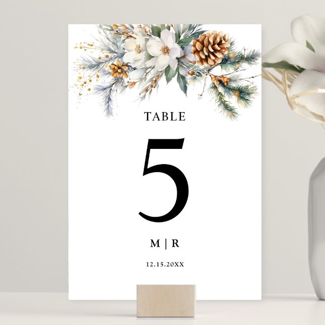 Rustikale Florale Winterhochzeit  Tischnummer (Von Creator hochgeladen)
