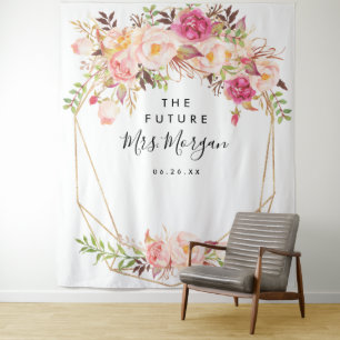 Rustikale Florale Zukunft Mrs Brautparty Hintergru Wandteppich