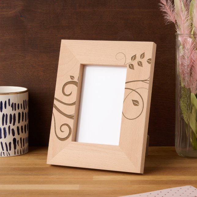 Rustikale Foliage Blätter Botanisches Foto Geätzte Rahmen (Linke Ecke)