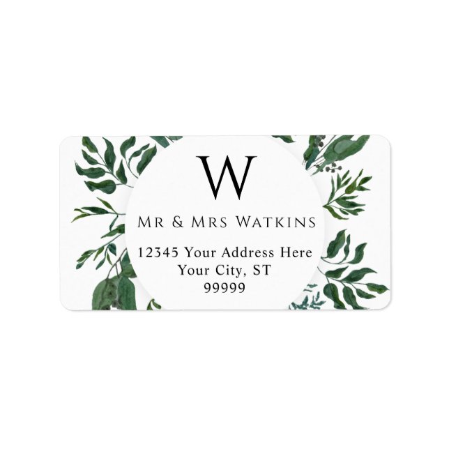 Rustikale Foliage Hochzeitgrün Rücksendeadresse Adressaufkleber (Vorne)