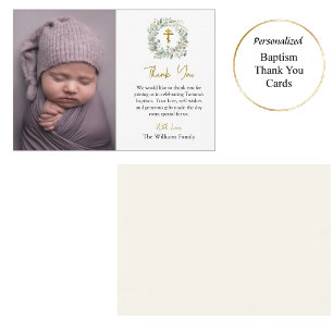 Rustikale Foliage Kranz Orthodoxe Christliche Tauf Dankeskarte