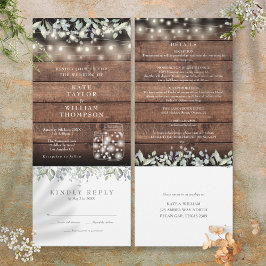 Rustikale Foliage Mason Jars auf einer Hochzeit Einladung