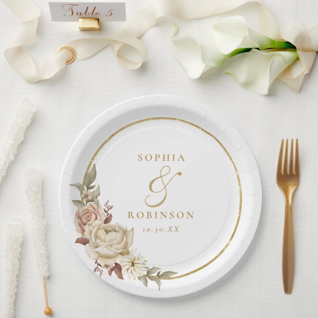 Rustikale Foliage Wreath Wedding Party Pappteller (Hochzeit)