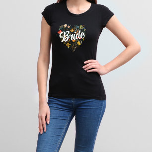 Rustikale Folk Wildblume Blume Herzbraun T-Shirt