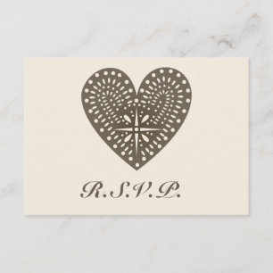 Rustikale Folkkunst Inspiriert Herzhochzeit RSVP Karte