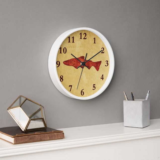 Rustikale Forelle Uhr (Büro)