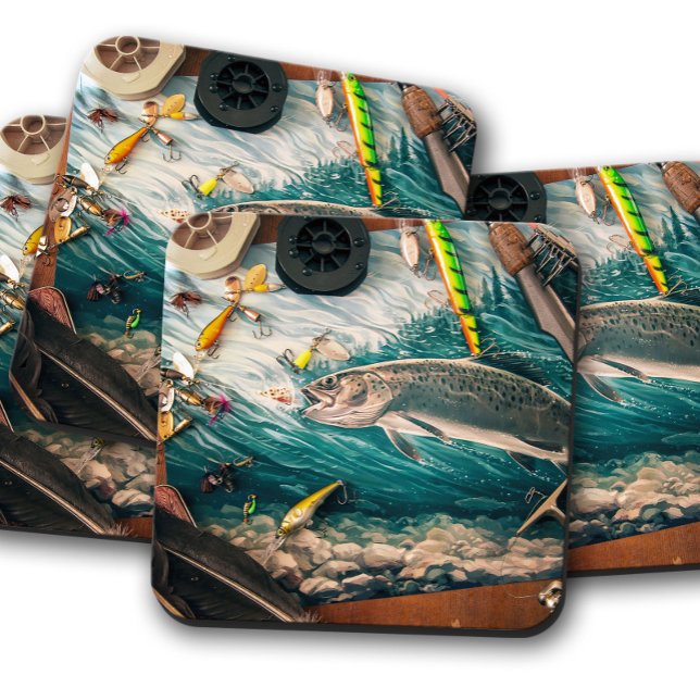 Rustikale Forellen & Lures | Fischen von Cork-Unte Getränkeuntersetzer (Von Creator hochgeladen)