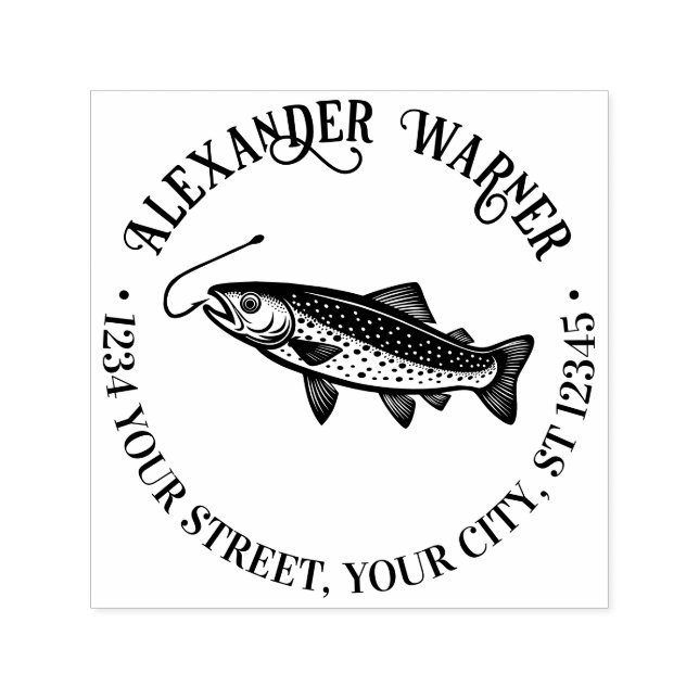 Rustikale Forellen, Name des Fischhakens Rücksende Permastempel (Design)