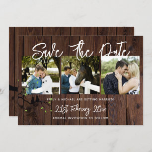Rustikale FOTO-Collage Save the Date Hochzeit Einladung