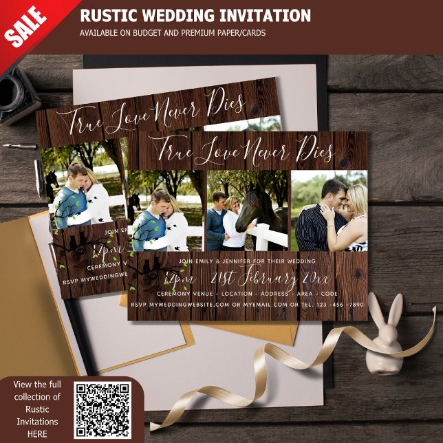 Rustikale FOTO-Collage Wedding INVITATION Holz (Von Creator hochgeladen)
