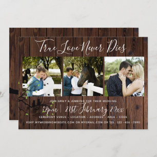 Rustikale FOTO-Collage Wedding INVITATION Holz Einladung