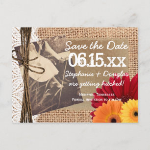 Rustikale Foto-Daisy-Save-the-Date-Postkarten Ankündigungspostkarte
