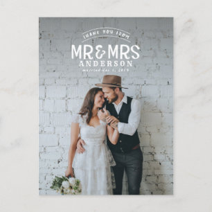 Rustikale Foto-Dankeschön-Hochzeitsankündigung Ankündigungspostkarte