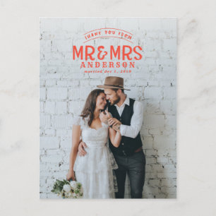 Rustikale Foto-Dankeschön-Hochzeitsanzeige Ankündigungspostkarte