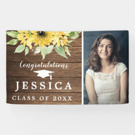 Rustikale Foto-Graduate-Party für Sonnenblumen Banner