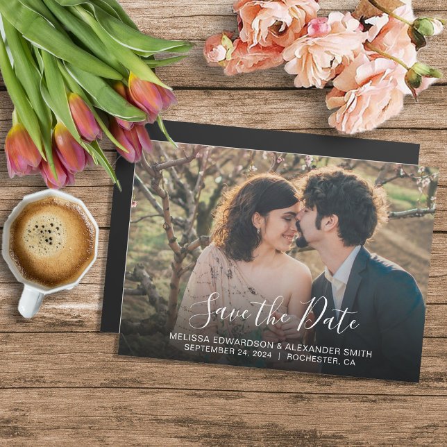 Rustikale Foto-Hochzeit Sichern Sie das Datum Magnetkarte (Rustic photo magnetic wedding Save the Date. Unique wedding Save the Date card.)