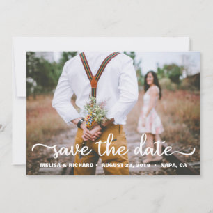 Rustikale Foto-Save-the-Date-Karte mit moderner Sc Save The Date