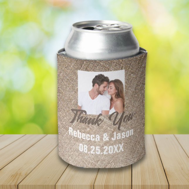 rustikale Foto Western Hochzeit Dosenkühler (rustic burlap photo western country wedding can cooler)