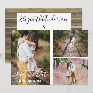 Rustikale Fotocollage Save The Date Karte