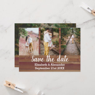 Rustikale Fotocollage Save The Date Karte