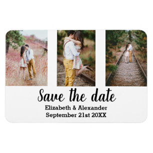 Rustikale Fotocollage Save-the-Date-Karte Magnet