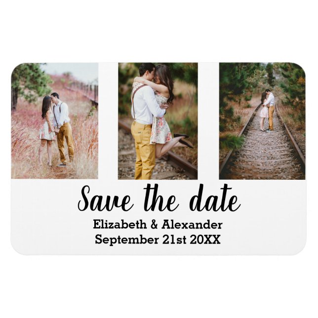 Rustikale FotoCollage Save the Date Magnet (Horizontal)